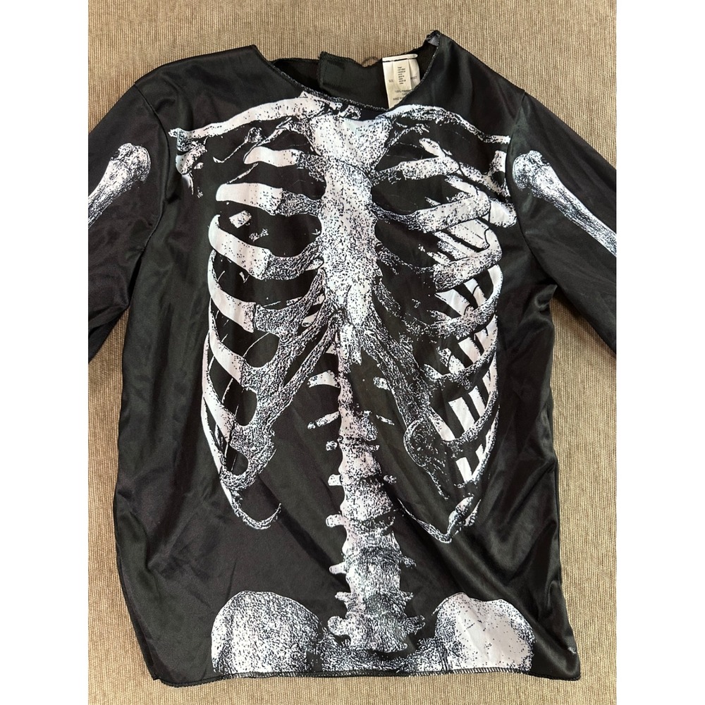 Target Skeleton Costume Shirt Kids One Size Black White Long Sleeve Halloween - Picture 2 of 4